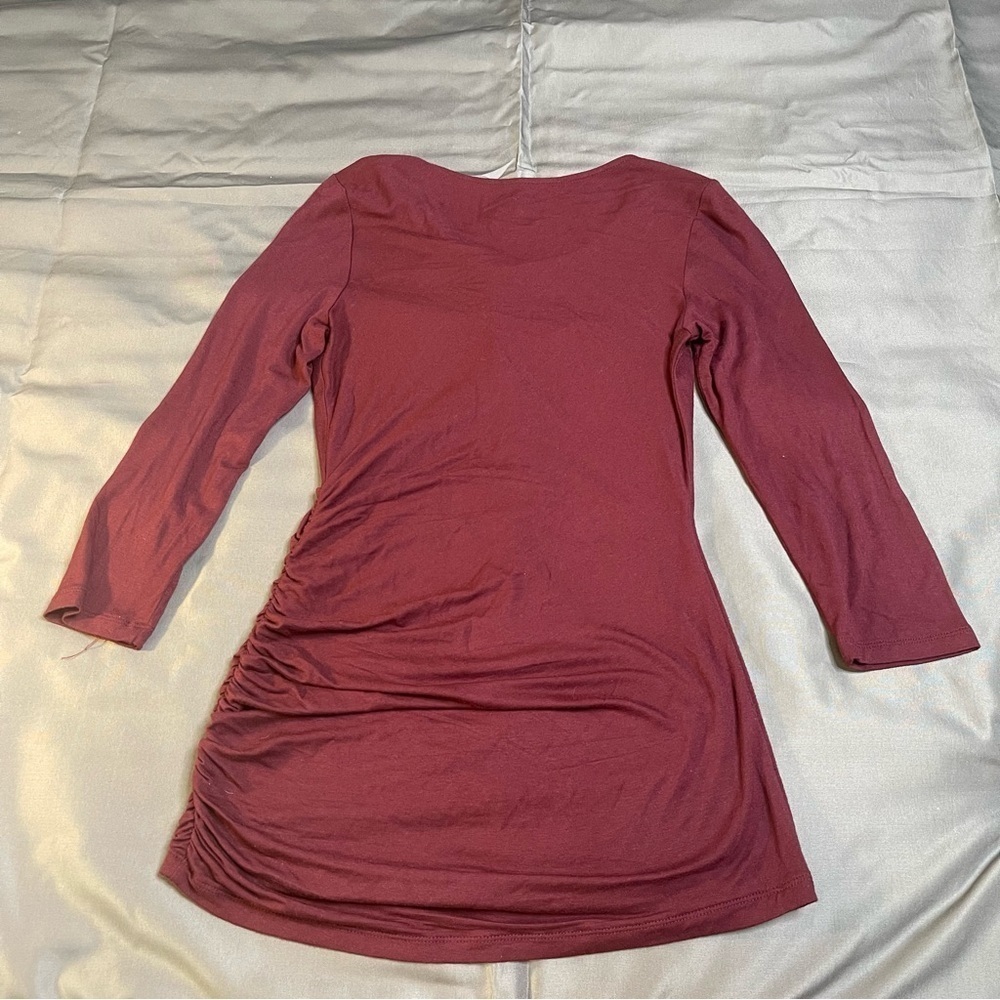 INC International Concepts Wine Red Keyhole long Shirt Size M - Picture 2 of 5